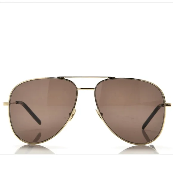 Saint Lauren Gold Mink Fur Classic 11 Shields Sunglasses - Picture 2 of 15